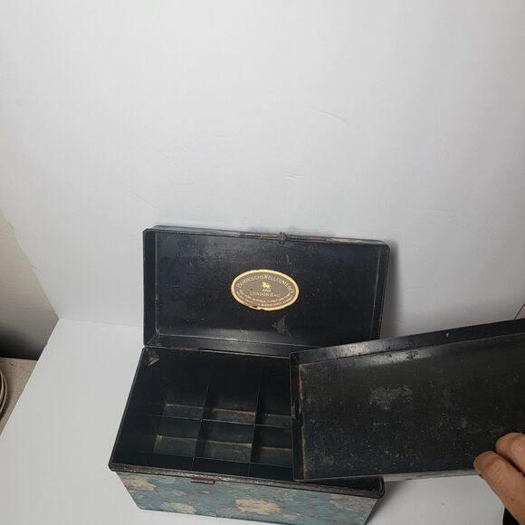 Antique Tabloid First Aid Decoupaged Box Burroughs Wellcome & Co London England - Picture 3 of 11